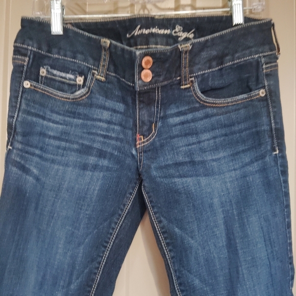 Women's American Eagle Stretch Denim Blue Jeans Size 8 - Picture 2 of 4